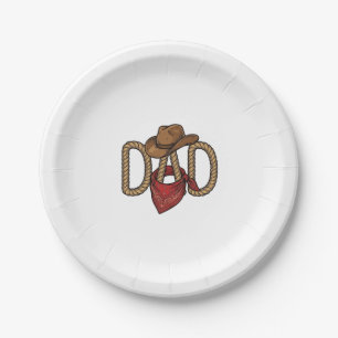 Cowboy-Vater-Seil-Hut-Bandana-vintage-Gravur-Desi Pappteller