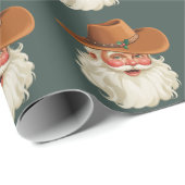 Cowboy Vintage Santa Funny Retro Western Geschenkpapier (Rolleneckpunkt)