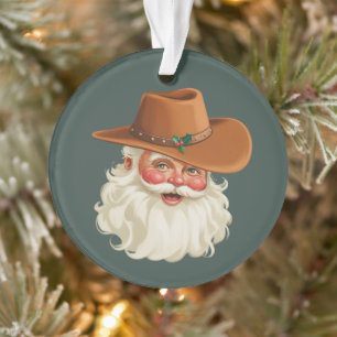 Cowboy Vintage Weihnachtsmann Lustig Retro Western Ornament