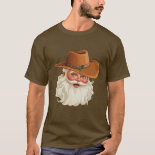 Cowboy Vintage Weihnachtsmann Lustig Retro Western T-Shirt
