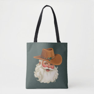 Cowboy Vintage Weihnachtsmann Lustig Retro Western Tasche