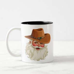 Cowboy Vintage Weihnachtsmann Lustig Retro Western Zweifarbige Tasse