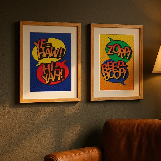 Cowboy vs Ninja Pop-Art primär Poster