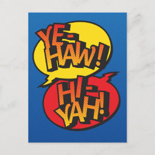 Cowboy vs Ninja Pop-Art - Primärfarben Feiertagspostkarte