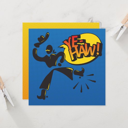 Cowboy vs Ninja Pop Art - Primärfarben Karte (Vorderseite/Rückseite Beispiel)