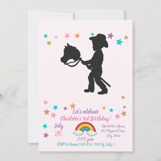 Cowboy - Wählen Sie die Hintergrundfarbe Einladung (Vorderseite)