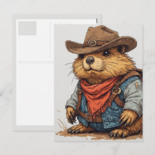 Cowboy-Waldmurmeltier Feiertagspostkarte