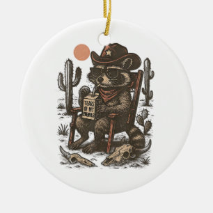 Cowboy-Waschbär Lustiger Western Keramik Ornament