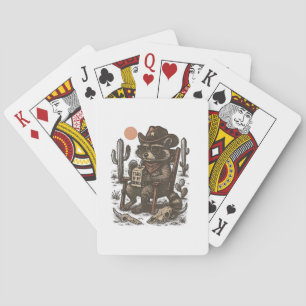 Cowboy-Waschbär Lustiger Western Spielkarten