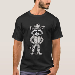 Cowboy-Waschbär mit Hut und Stiefeln Wildwest-Tier T-Shirt