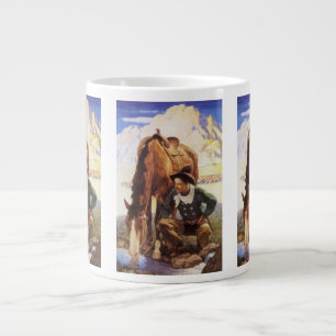 Cowboy Watering His Horse von NC Wyeth, Vintage Ku Jumbo-Tasse
