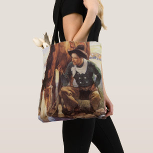 Cowboy Watering His Horse von NC Wyeth, Vintage Ku Tasche
