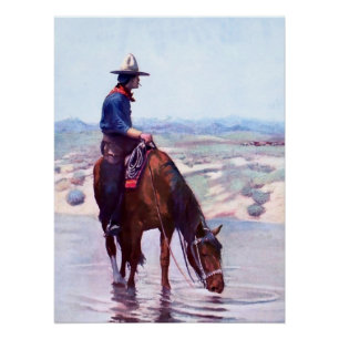 Cowboy Watering Horing von W. Herbert Dunton Poster