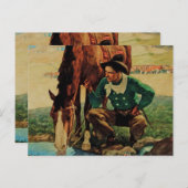 Cowboy Watering Seines Pferdes durch NC Wyeth Postkarte (Vorne/Hinten)