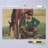 Cowboy Watering Seines Pferdes durch NC Wyeth Seidenpapier (Handwerk)