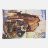 Cowboy Watering Seines Pferdes durch NC Wyeth, Vin Geschirrtuch (Horizontal)