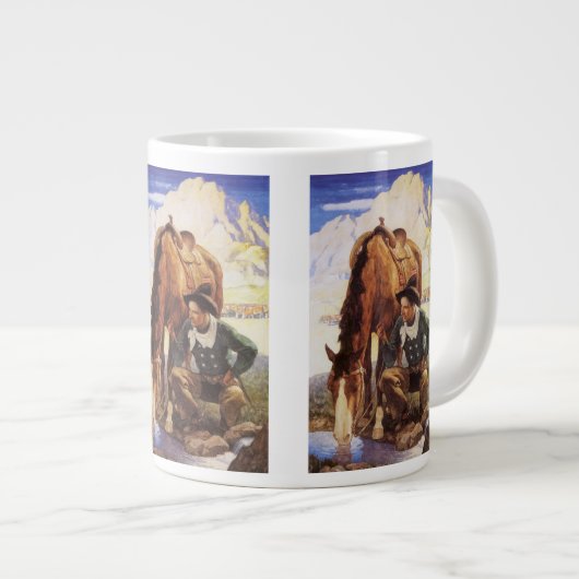 Cowboy Watering Seines Pferdes durch NC Wyeth, Vin Jumbo-Tasse (Vorderseite Rechts)