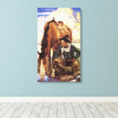 Cowboy Watering Seines Pferdes durch NC Wyeth, Vin Leinwanddruck (Insitu (Holzboden))