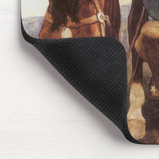 Cowboy Watering Seines Pferdes durch NC Wyeth, Vin Mousepad (Ecke)