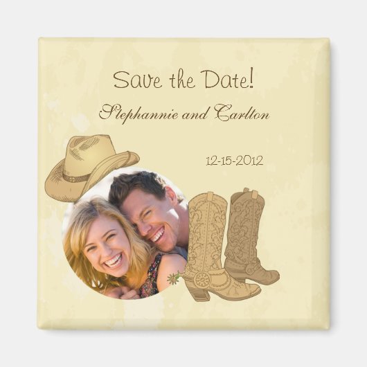 Cowboy Wedding Announcement Magnet (Vorne)