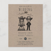 Cowboy Wedding Cartoon Bride Groom Handgezeichnet (Vorderseite)