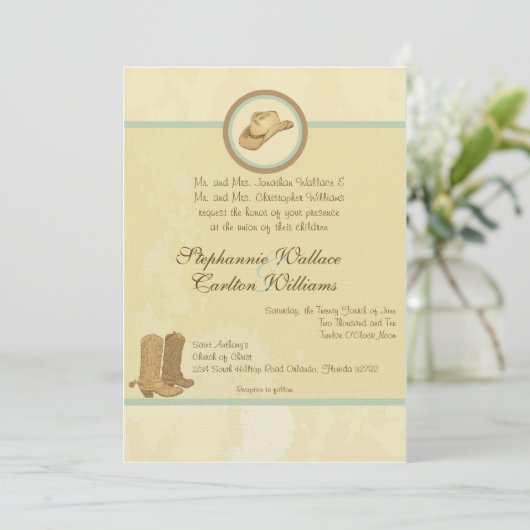 Cowboy Wedding Einladung (Stehend Vorderseite)