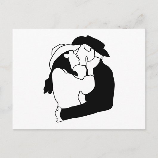 Cowboy Wedding Kiss Postkarte (Vorderseite)