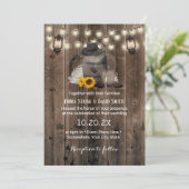 Cowboy Wedding Sunflower Lantern Rustic Barn Wood Einladung (Stehend Vorderseite)