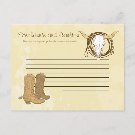 Cowboy Wedding Writable Advice Card Hinweiskarte (Vorderseite)