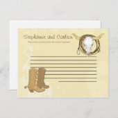 Cowboy Wedding Writable Advice Card Hinweiskarte (Vorne/Hinten)