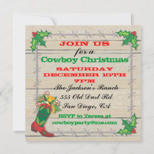 Cowboy Weihnachten-Party Einladungen