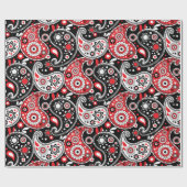 Cowboy Weihnachten Roter Paisley Country Western Geschenkpapier (Flach)