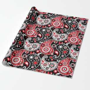 Cowboy Weihnachten Roter Paisley Country Western Geschenkpapier