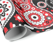 Cowboy Weihnachten Roter Paisley Country Western Geschenkpapier (Rolleneckpunkt)