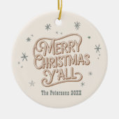 Cowboy Weihnachten Western Frohe Weihnachten Y'all Keramik Ornament (Vorne)