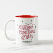 Cowboy Weihnachten Western Frohe Weihnachten Y'all Zweifarbige Tasse (Links)