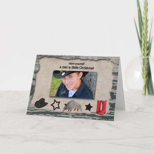 Cowboy Weihnachts-Foto Weihnachtskarte Feiertagskarte (Vorderseite)