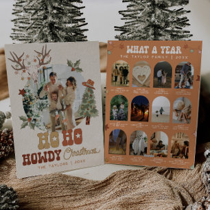 Cowboy Weihnachts-Multi-Foto-Jahr im Überblick Feiertagskarte