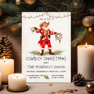 Cowboy Weihnachtsbeleuchtung Einladung