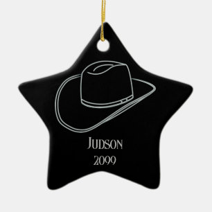 Cowboy-Weihnachtshut Stern-Ornament Keramik Ornament