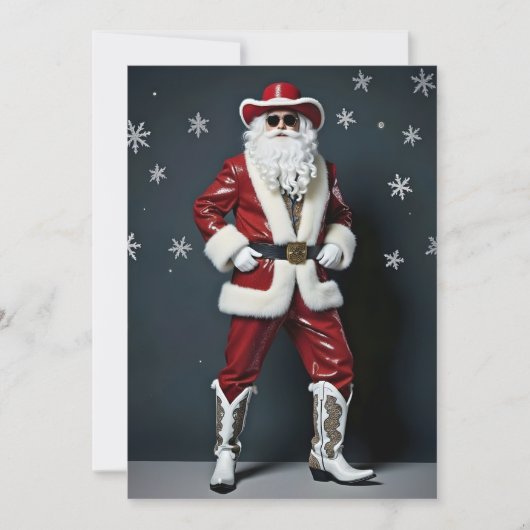Cowboy-Weihnachtsmann Feiertagskarte (Vorderseite)