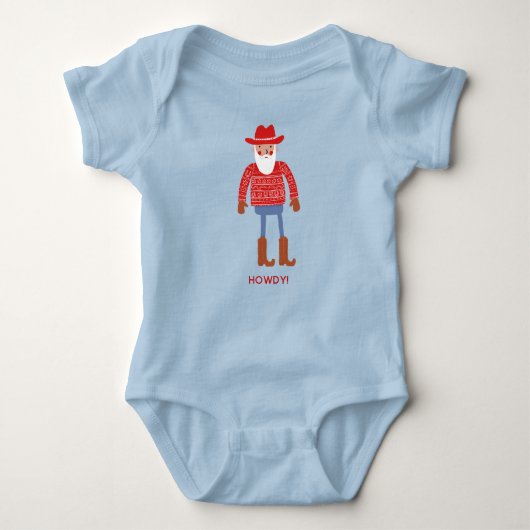Cowboy-Weihnachtsmann mit individuellem Text Weihn Baby Strampler (Vorderseite)
