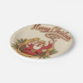 Cowboy Weihnachtsmann Pappteller (Schrägansicht)