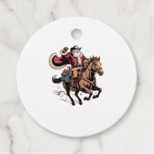 Cowboy Weihnachtsmann reitet auf einem Pferd Weihn Geschenkanhänger