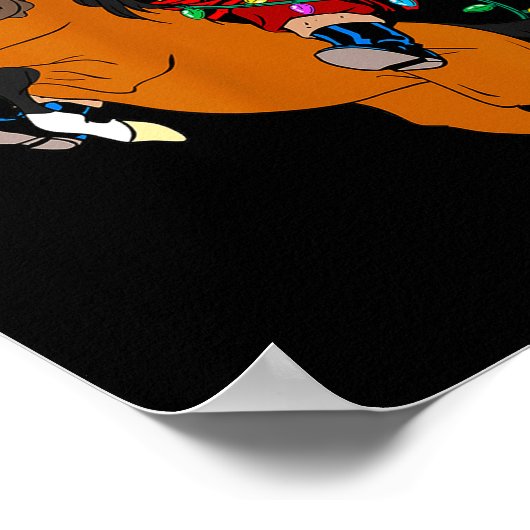 Cowboy-Weihnachtsmann reitet auf einem Pferd Weihn Poster (Ecke)