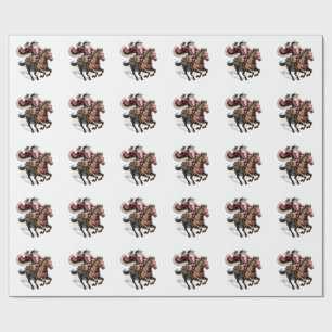 Cowboy Weihnachtsmann Reitet Ein Pferd Weihnachten Geschenkpapier