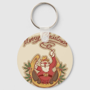Cowboy Weihnachtsmann Schlüsselanhänger