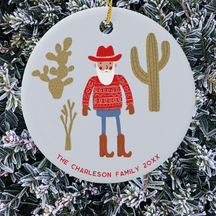 Cowboy Weihnachtsmann Weihnachten Benutzerdefinier Keramik Ornament