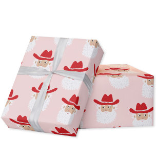 Cowboy Weihnachtsmann Weihnachten Pink Geschenkpapier