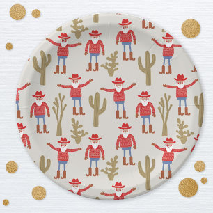 Cowboy-Weihnachtsmann Western-Weihnachten Pappteller